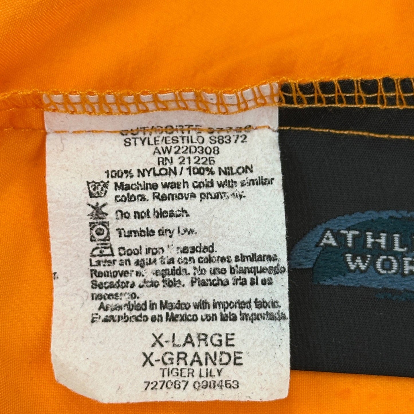 Athletic Works Tiger Lily Orange Nylon Active Shorts XL S8372 AW22D308 by Athletic Works