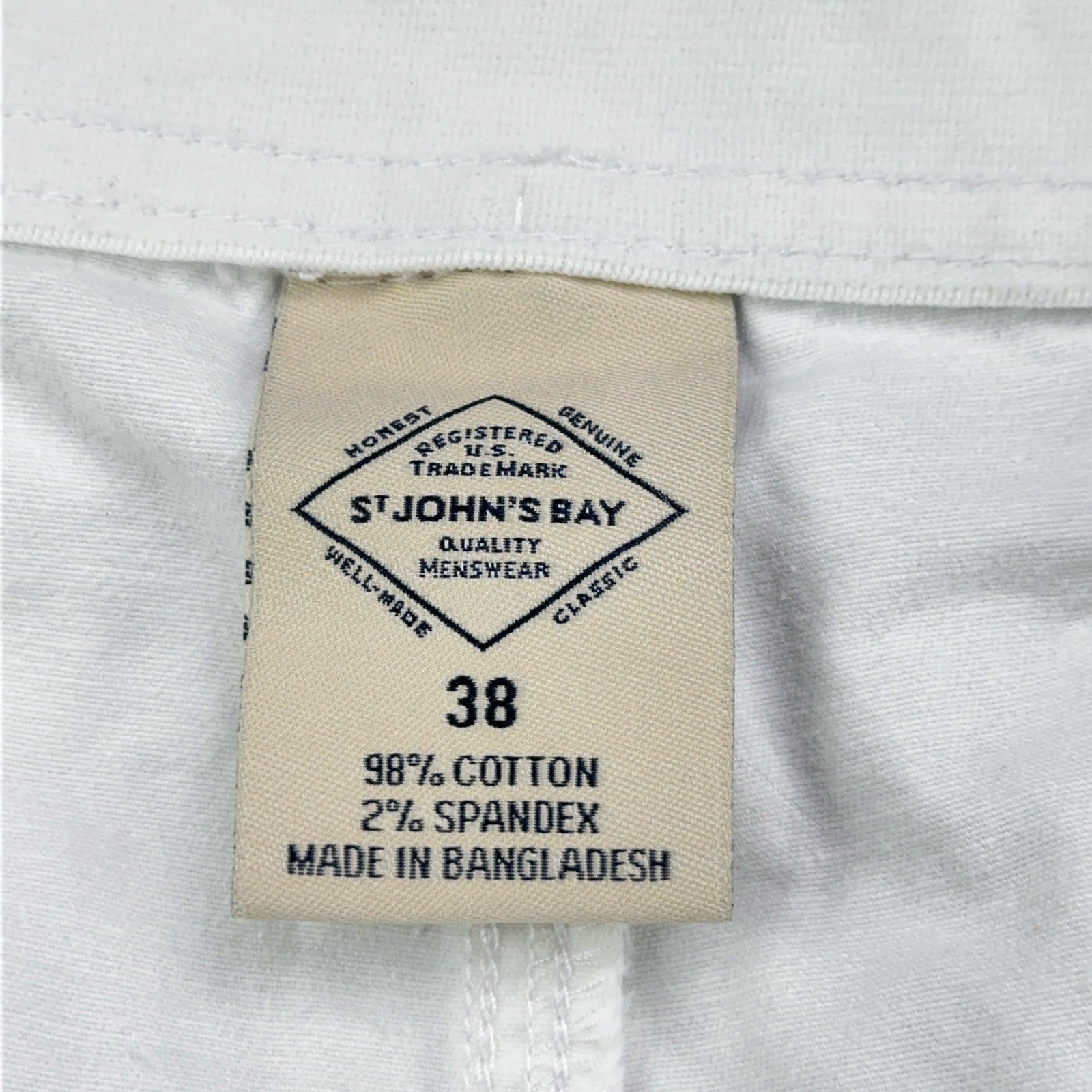 St Johns Bay Mens White Comfort Stretch Cargo Shorts Size 38 Cotton Blend by St. John's Bay