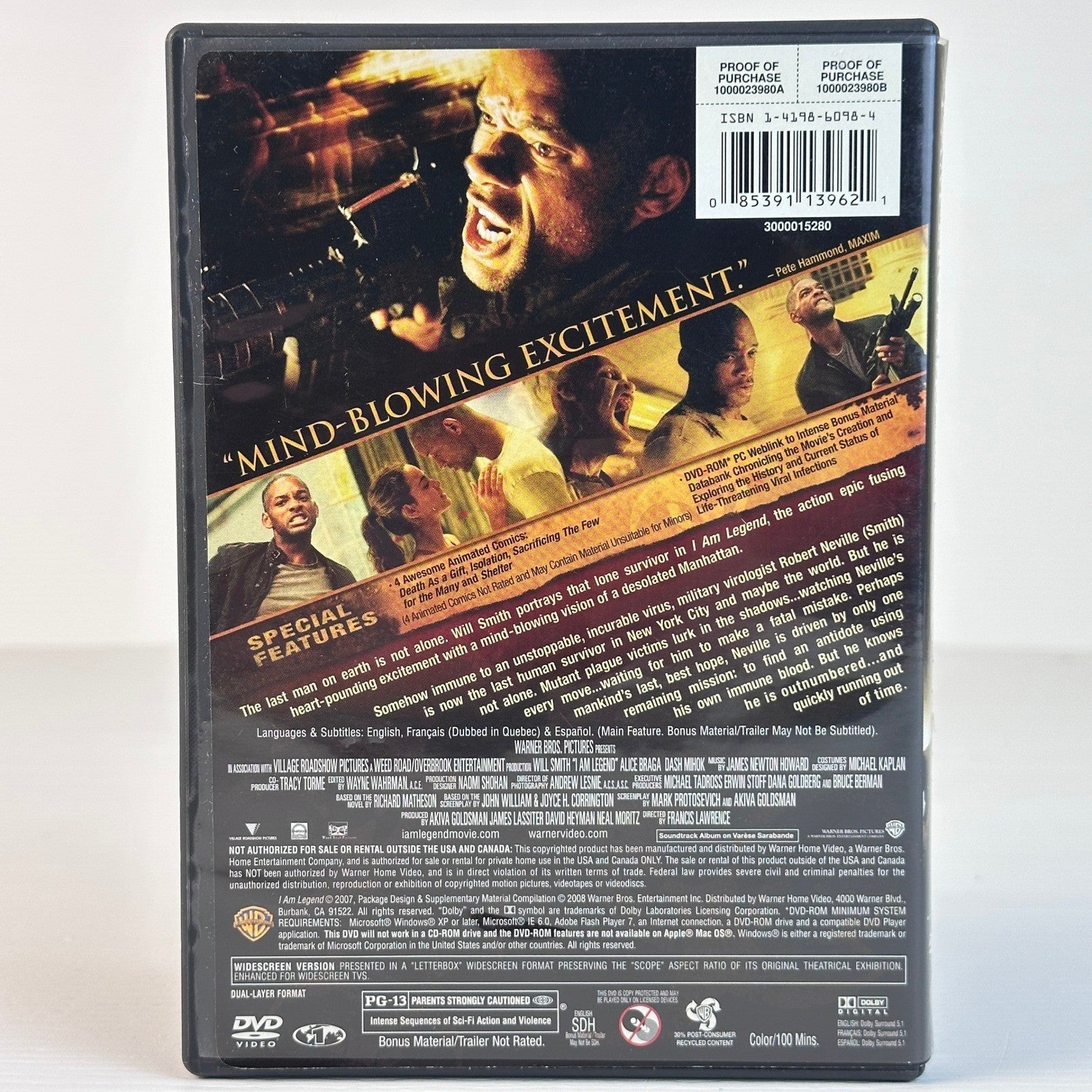 I Am Legend DVD Widescreen Edition Will Smith Sci-Fi Action Movie PG-13 2008 by Buysaavy
