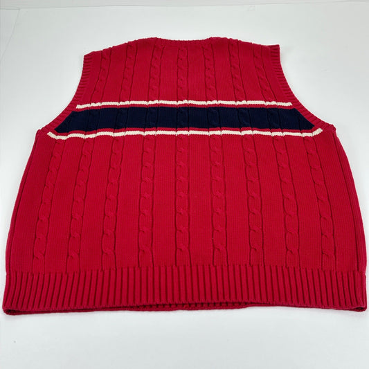 Tommy Hilfiger Mens Red Cable Knit V-Neck Sweater Vest Navy Stripe XL by Tommy Hilfiger