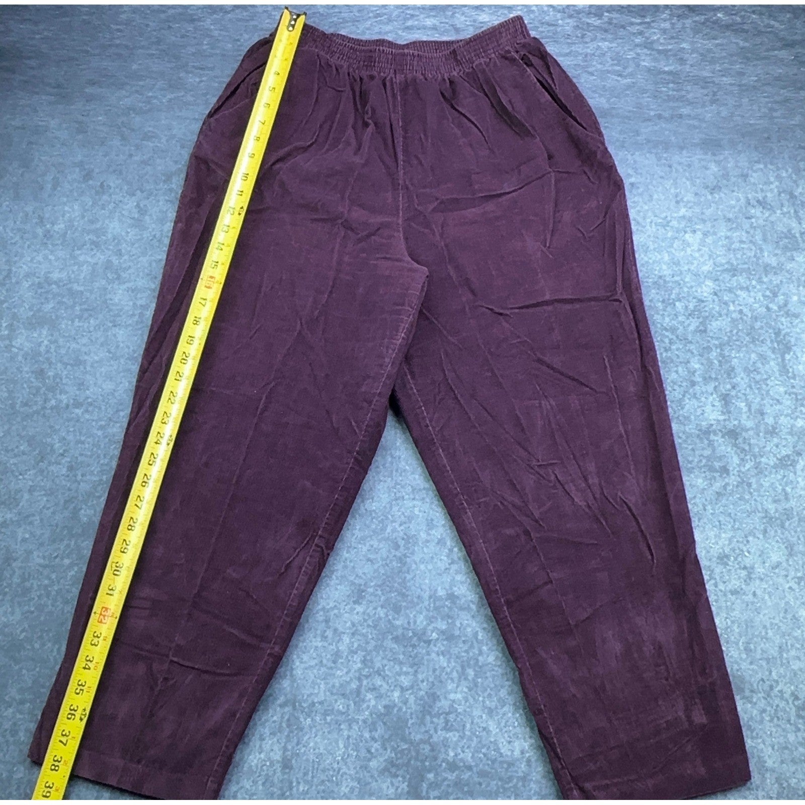 Briggs New York Womens 18W Corduroy Pants Plum Purple Elastic Waist Cotton 100% by Briggs New York