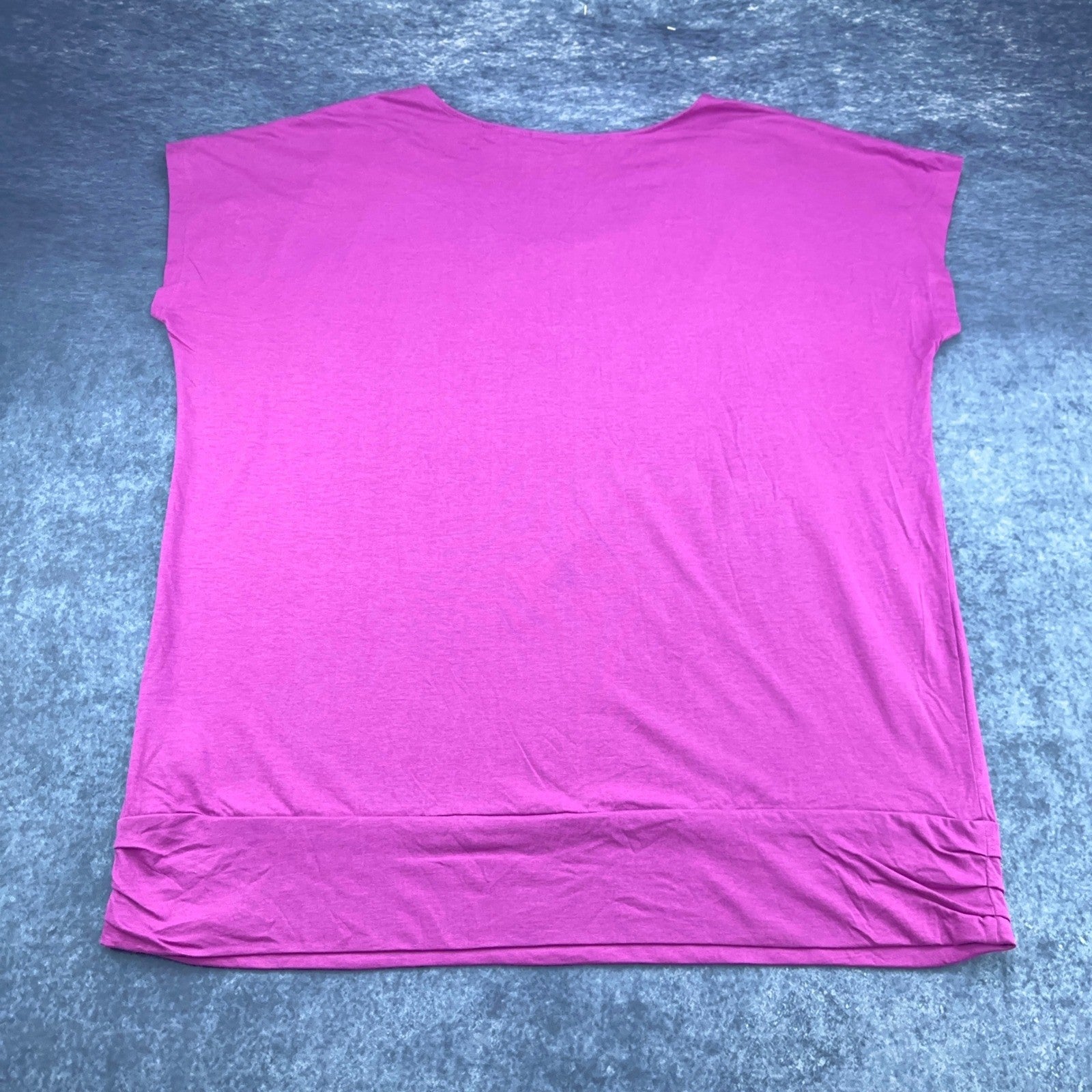 Avenue Plus Size 22/24 Magenta Pink Ruched Banded Hem Scoop Neck Knit Top Blouse by Avenue