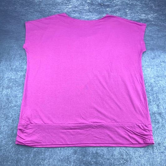 Avenue Plus Size 22/24 Magenta Pink Ruched Banded Hem Scoop Neck Knit Top Blouse by Avenue