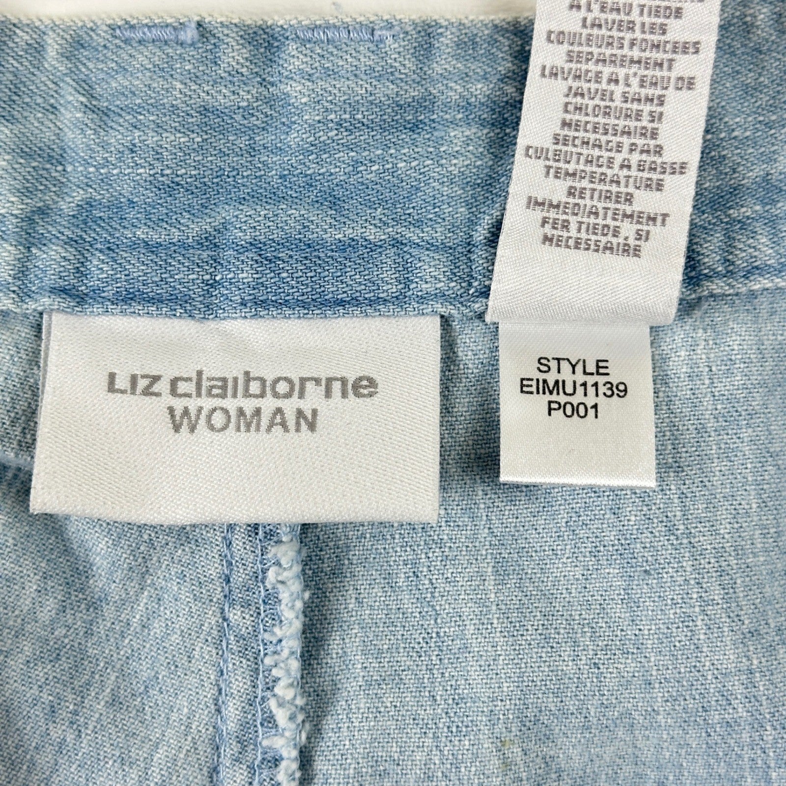 Liz Claiborne Lizwear Light Wash Denim Bermuda Shorts 18W Light Blue Cotton by Liz Claiborne
