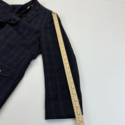 Haggar 1926 Originals Mens 44R Navy Blue Brown Plaid Blazer Sport Coat 1006615 by Haggar