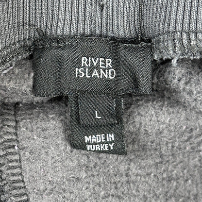 River Island Mens Logo Tape Joggers Charcoal Grey Fleece Sweatpants Large L by River Island