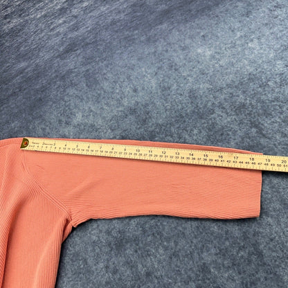 Apostrophe Womens XL Coral Pink Ribbed Knit Lace Up V-Neck Sweater Long Sleeve by Apostrophe