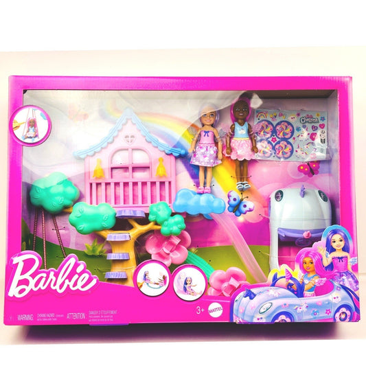 Barbie Chelsea Treehouse Playset Dollhouse Car Swing Rainbow Bridge by Barbie