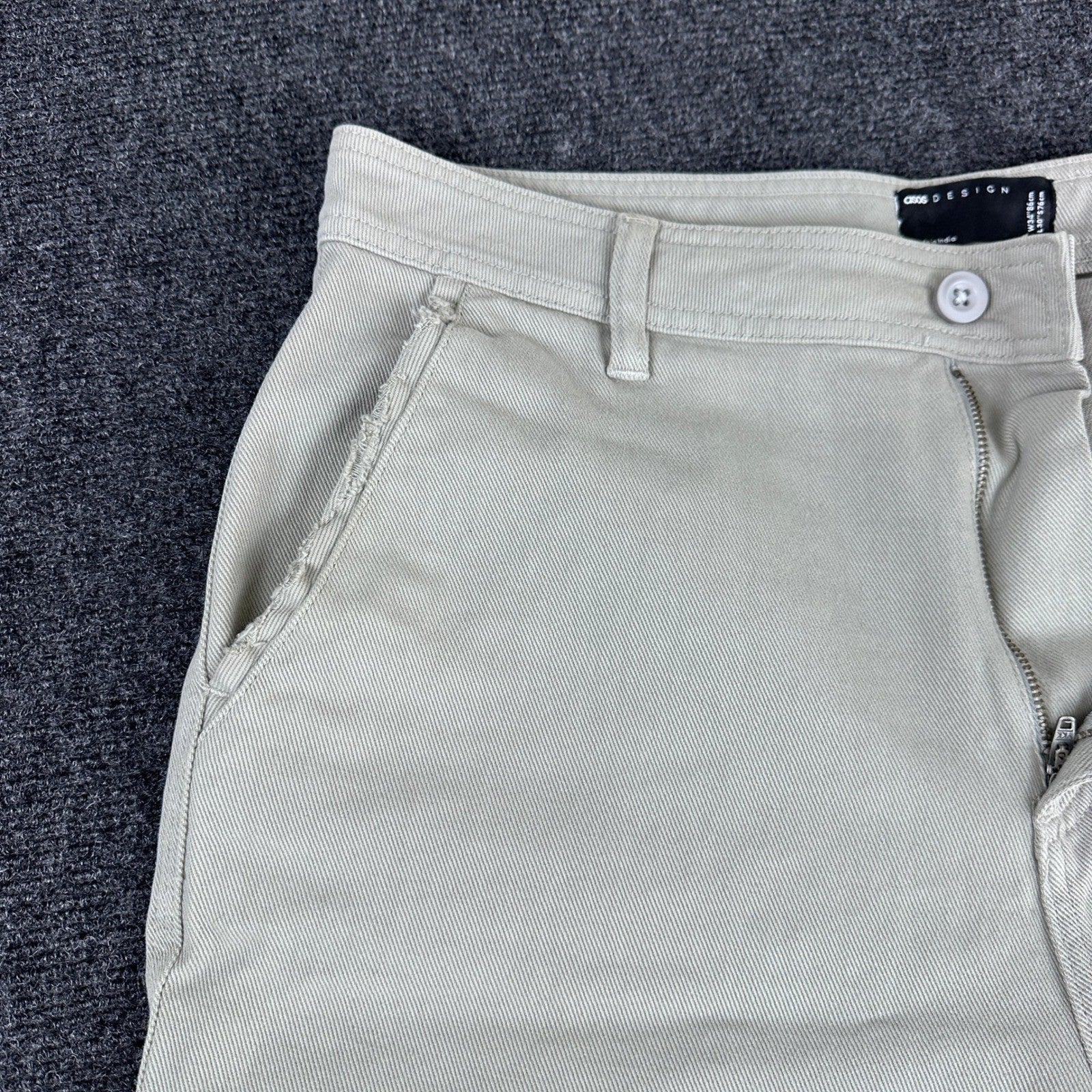 ASOS DESIGN Mens Stone Beige Cotton Twill Straight Leg Chino Pants 34X37 by ASOS DESIGN