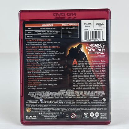 Batman Begins HD DVD 2006 Christopher Nolan Christian Bale Warner Bros 80924 by Buysaavy