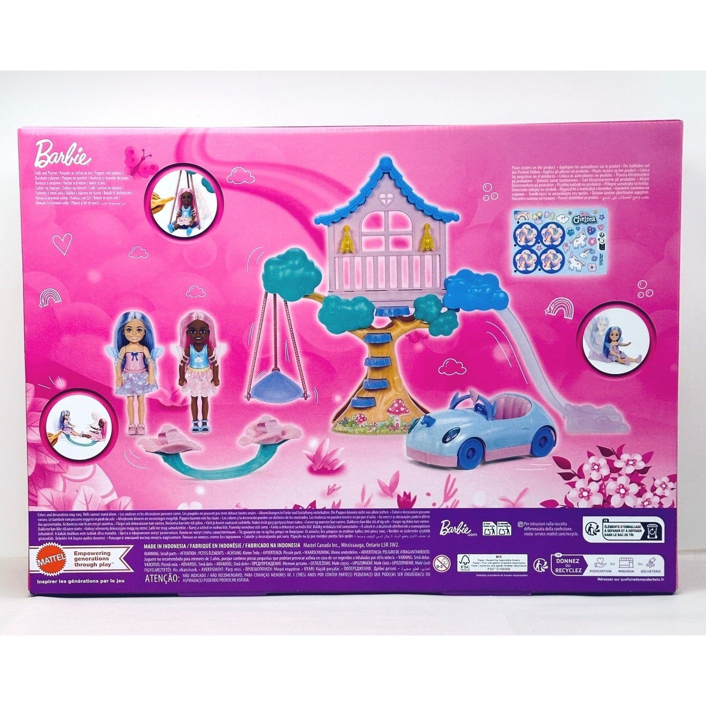 Barbie Chelsea Treehouse Playset Dollhouse Car Swing Rainbow Bridge by Barbie