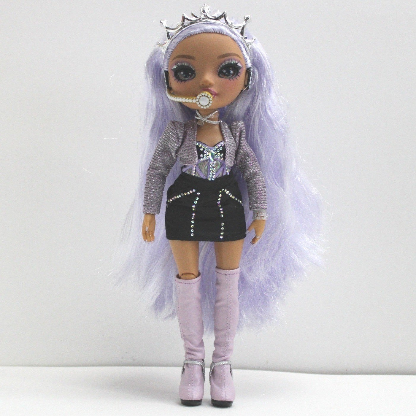 Rainbow High Violet Willow Doll with Crown and Microphone Fashion Toy for Girls by Unbranded