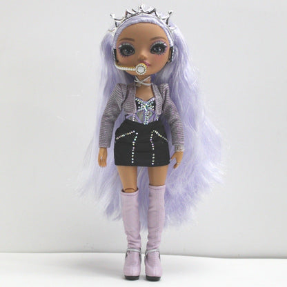 Rainbow High Violet Willow Doll with Crown and Microphone Fashion Toy for Girls by Unbranded