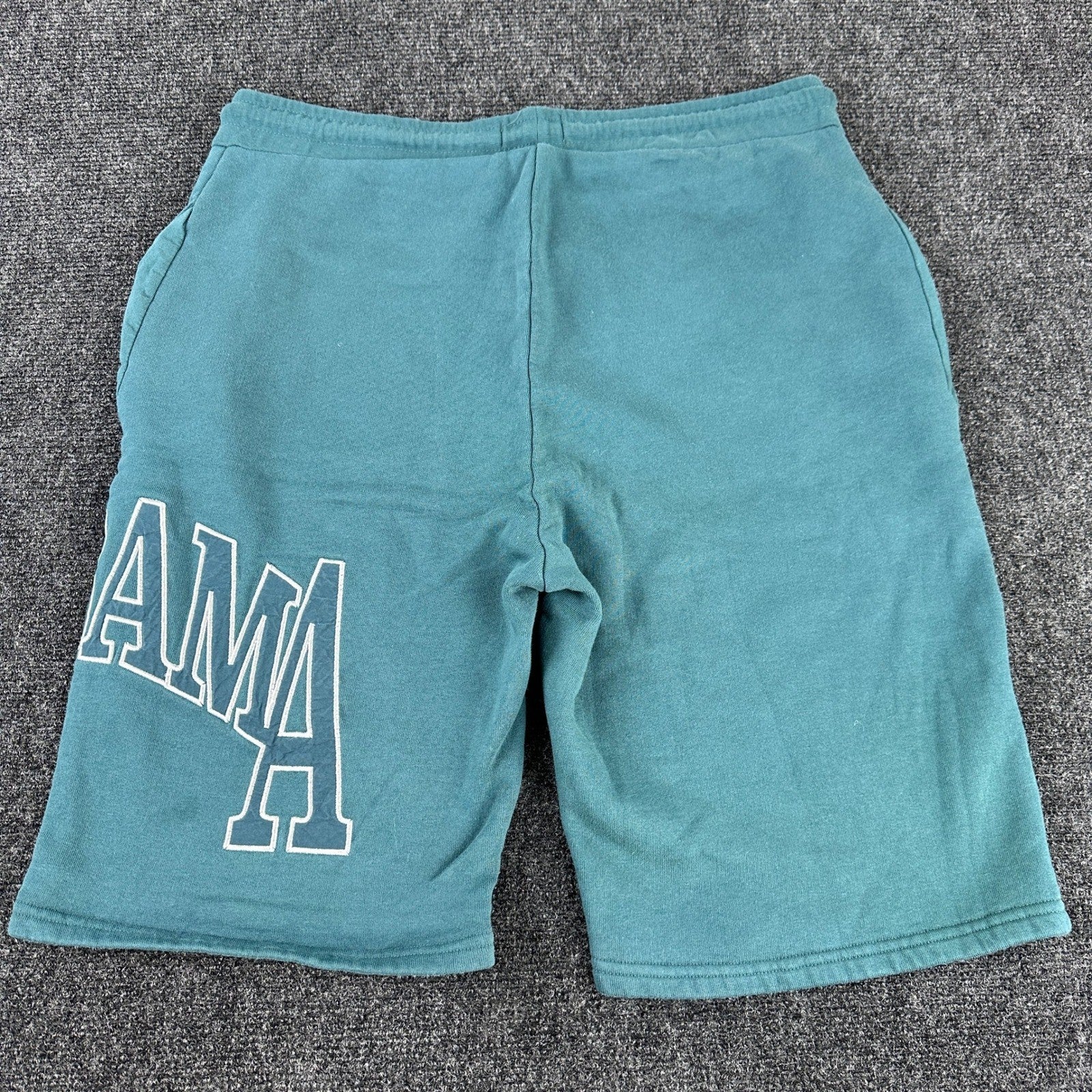 Topman Mens Alabama Graphic Sweat Shorts Teal Green Size Large Drawstring Cotton by Topman
