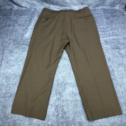 Haggar Black Label Mens 44R Suit 3-Button Blazer Pleated Pants Olive Brown Wool by Haggar