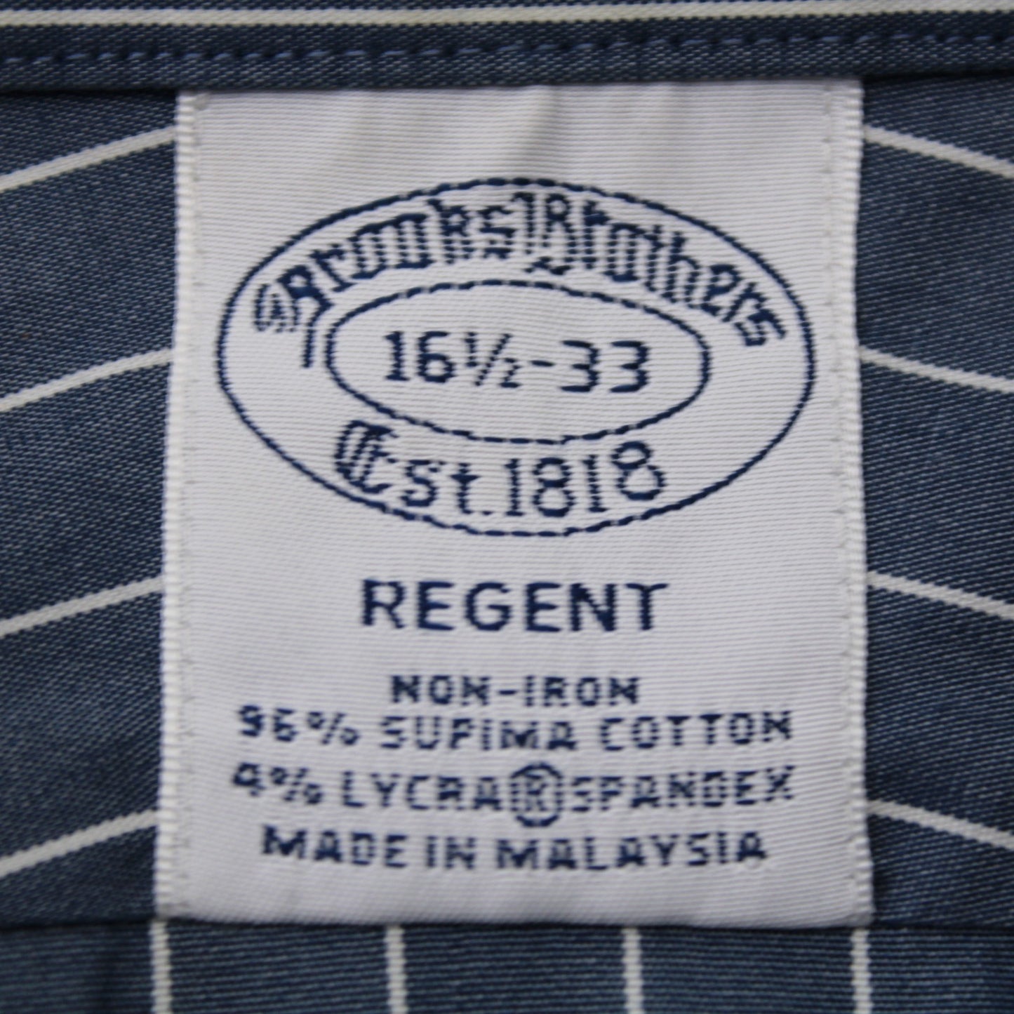 Brooks Brothers Regent Blue White Stripe Non-Iron Supima Cotton Shirt 16 1/2 -33 by Brooks Brothers