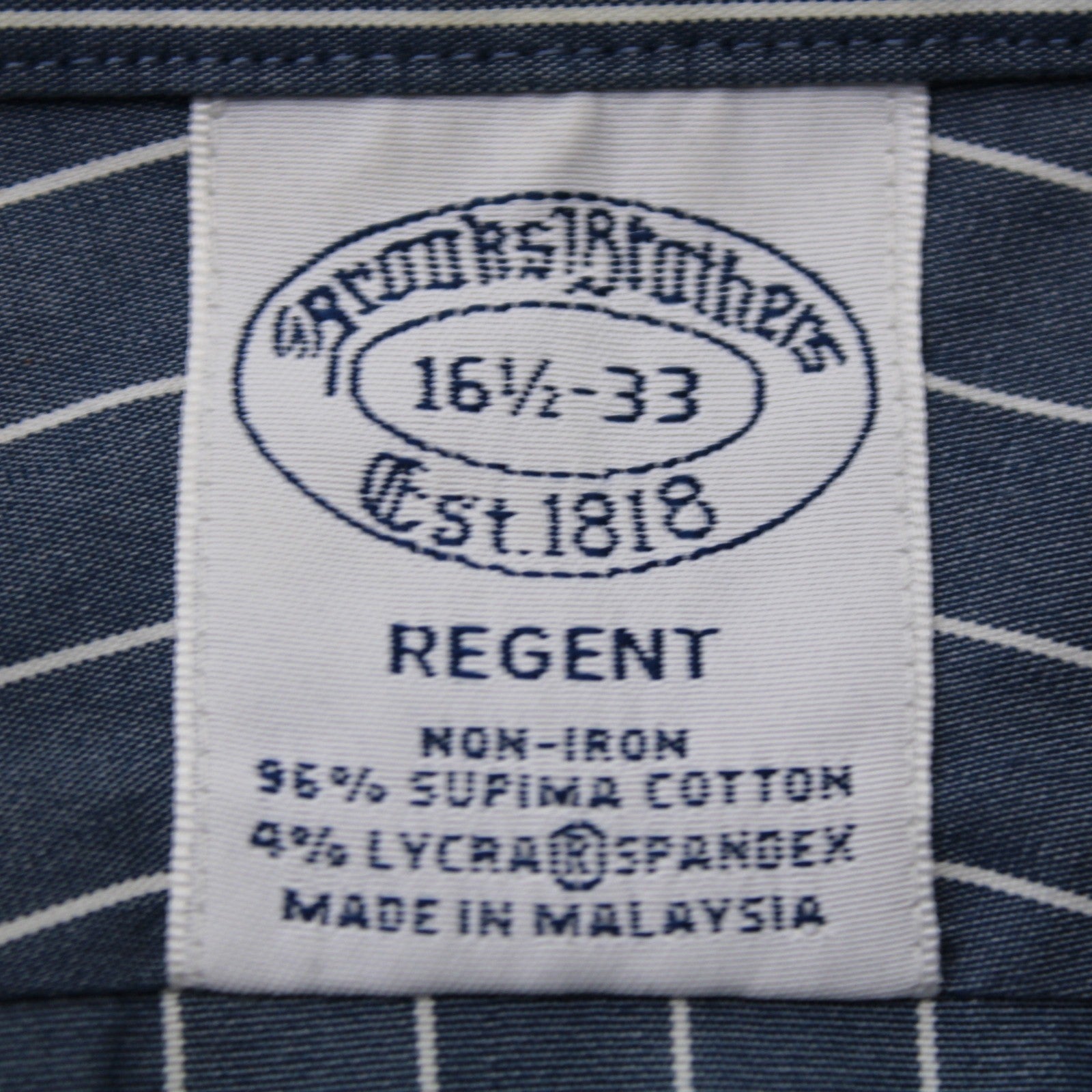 Brooks Brothers Regent Blue White Stripe Non-Iron Supima Cotton Shirt 16 1/2 -33 by Brooks Brothers