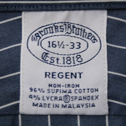 Brooks Brothers Regent Blue White Stripe Non-Iron Supima Cotton Shirt 16 1/2 -33 by Brooks Brothers