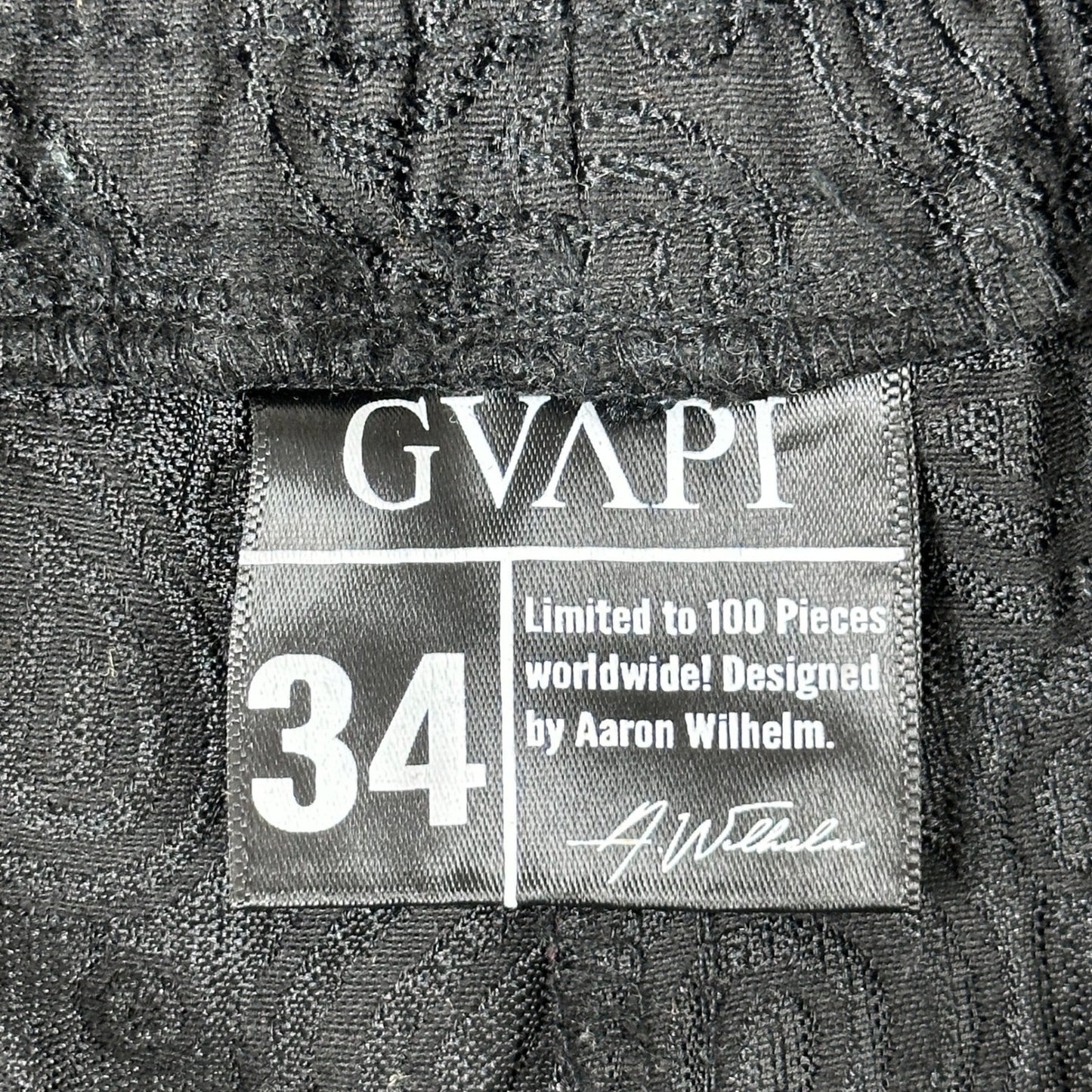 GVAPI Black Paisley Textured Cargo Pants Limited Edition 34 Aaron Wilhelm Mens by GVAPI