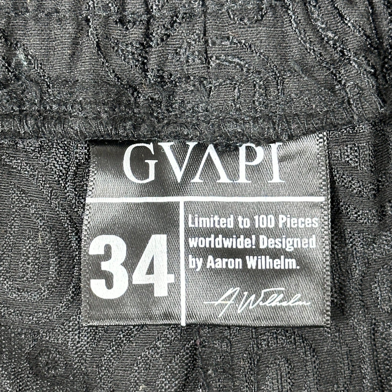 GVAPI Black Paisley Textured Cargo Pants Limited Edition 34 Aaron Wilhelm Mens by GVAPI