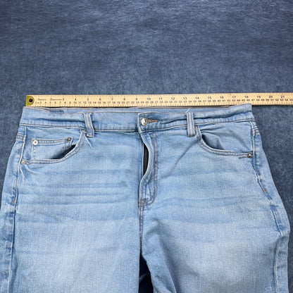American Eagle Super High-Rise Straight Jeans Light Wash Blue Stretch Size 16 by American Eagle Outfitters