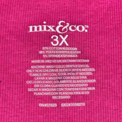 Mix & Co Plus Womens 3X Fuchsia Pink Ribbed Henley Long Sleeve Sleep Top NWT by Mix & Co.