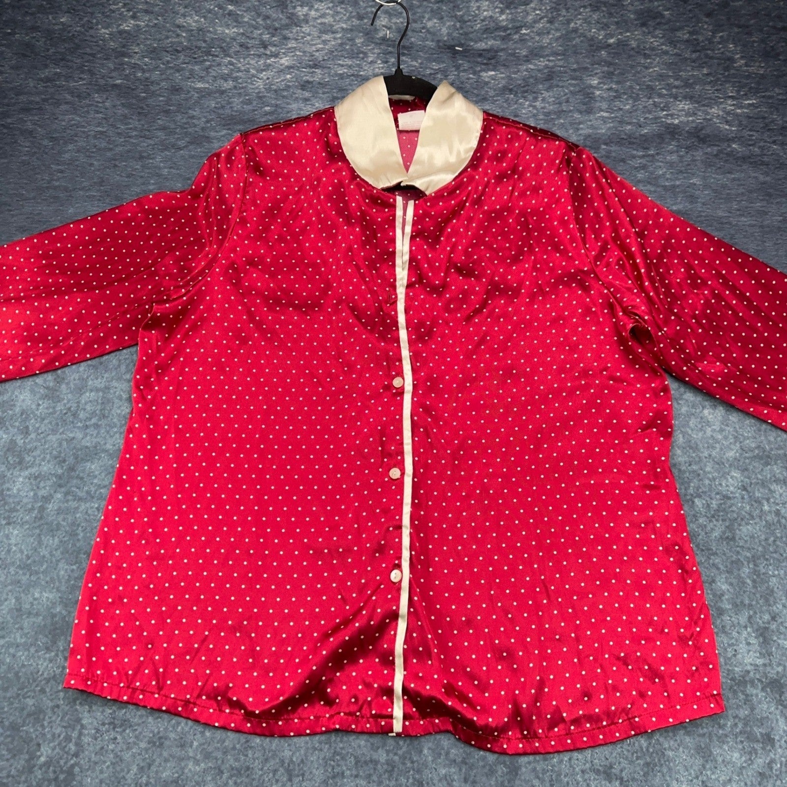 Gilligan O'Malley Womens XL Red Polka Dot Satin Pajama Set Button Up Wide Leg by Gilligan & O'Malley
