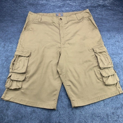 Roadblock Mens Cargo Shorts Khaki Tan Size 36 Multi Pocket Utility Casual Cotton by Roadblock