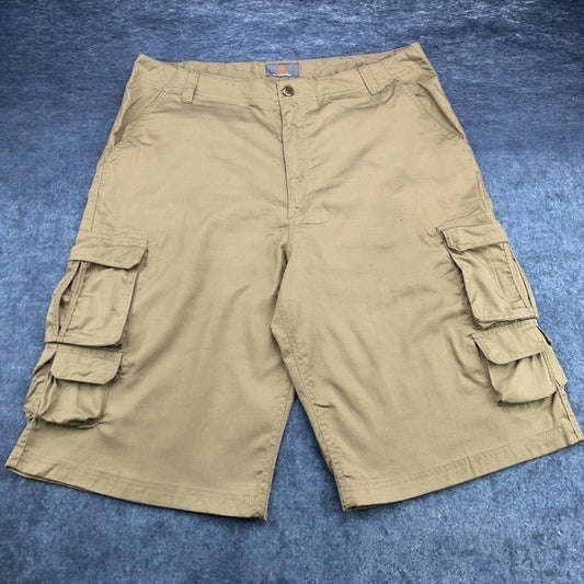 Roadblock Mens Cargo Shorts Khaki Tan Size 36 Multi Pocket Utility Casual Cotton by Roadblock