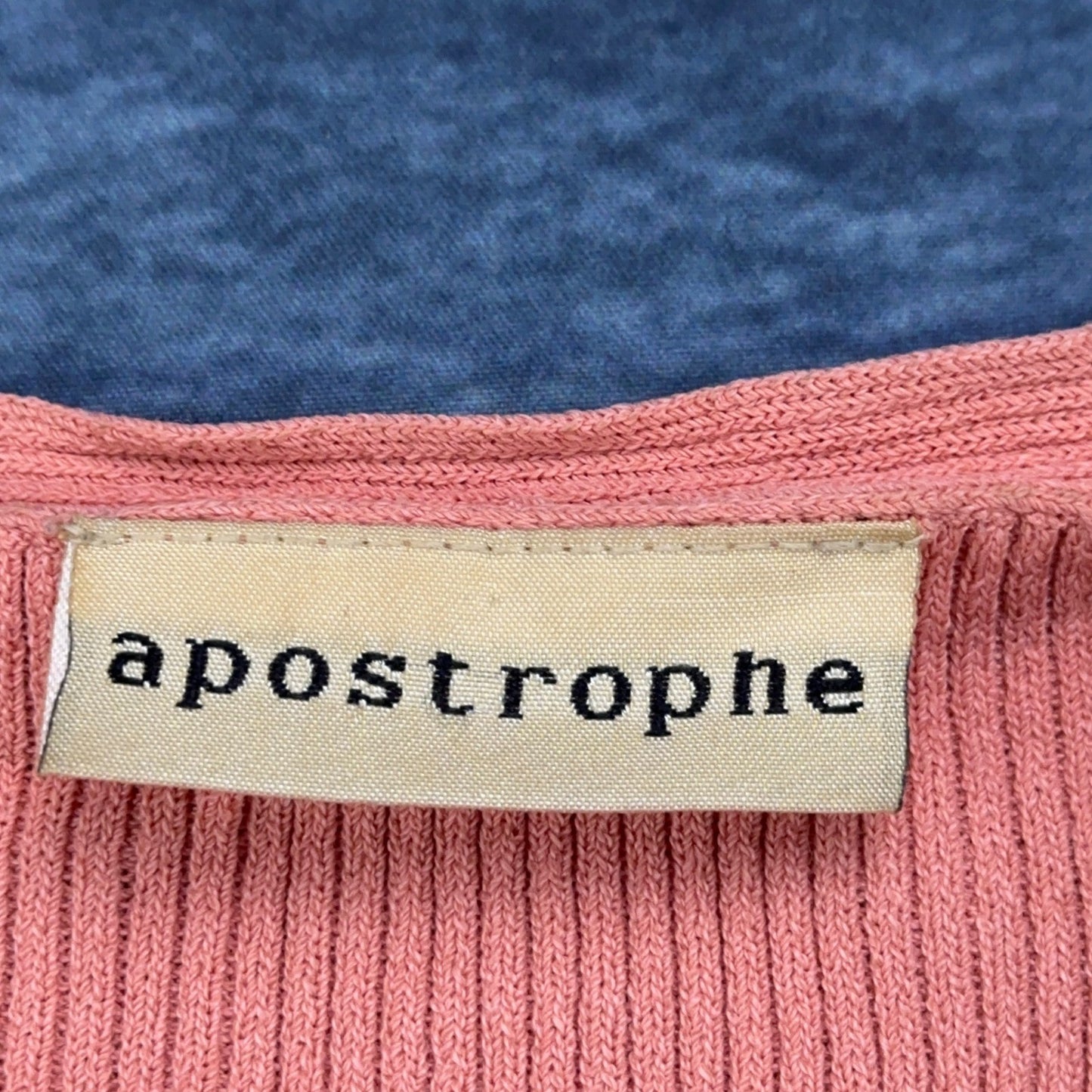 Apostrophe Womens XL Coral Pink Ribbed Knit Lace Up V-Neck Sweater Long Sleeve by Apostrophe