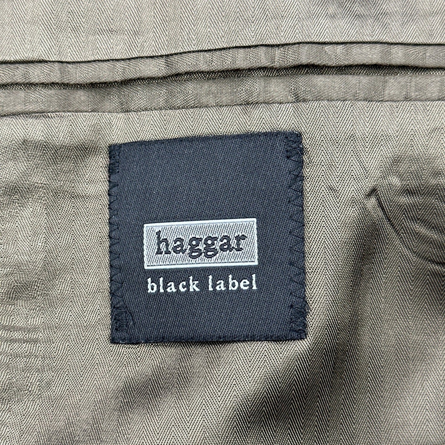 Haggar Black Label Mens 44R Suit 3-Button Blazer Pleated Pants Olive Brown Wool by Haggar
