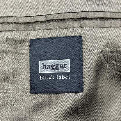 Haggar Black Label Mens 44R Suit 3-Button Blazer Pleated Pants Olive Brown Wool by Haggar