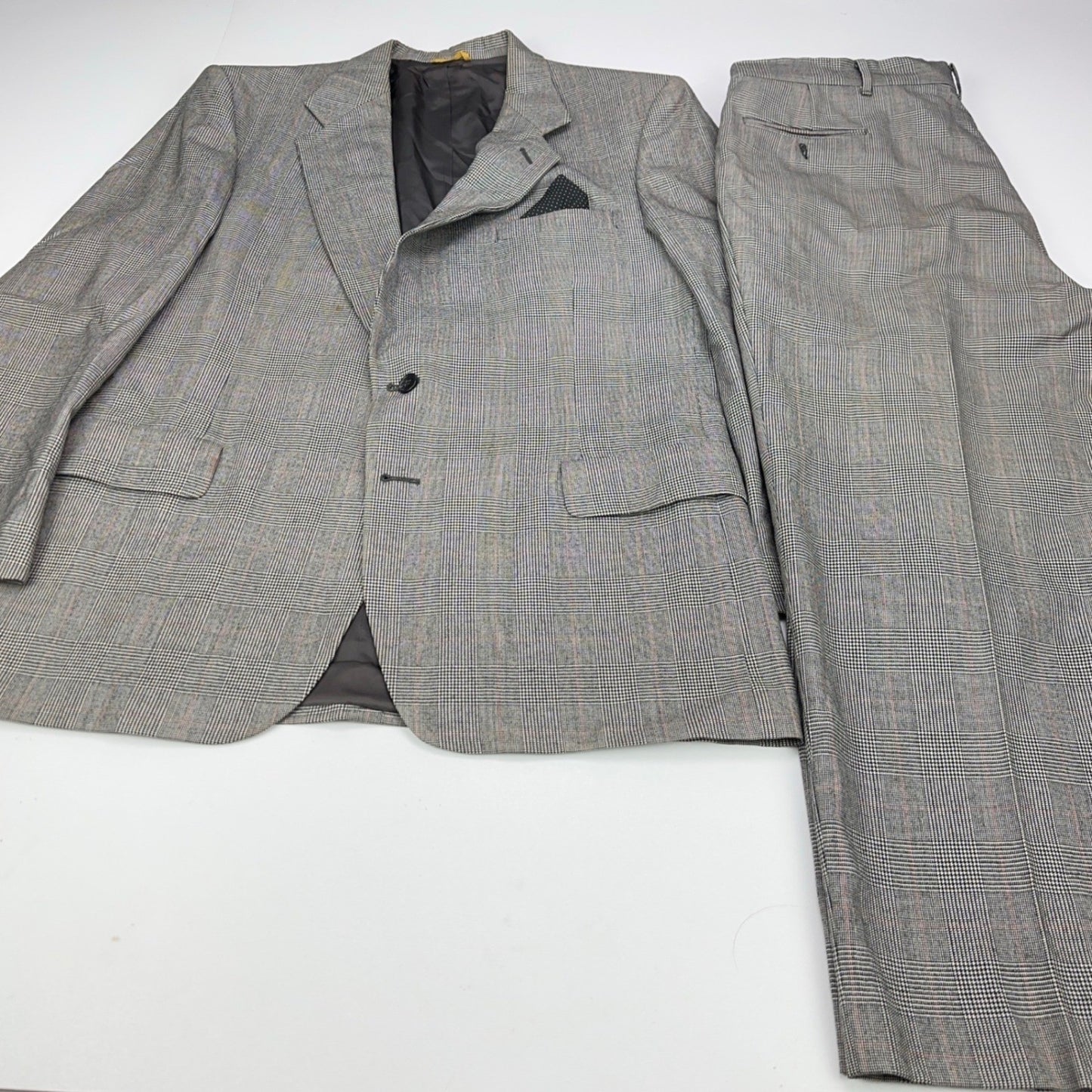 Sterling & Hunt Premier Edition Mens Grey Glen Plaid Worsted Wool Suit by Sterling & Hunt