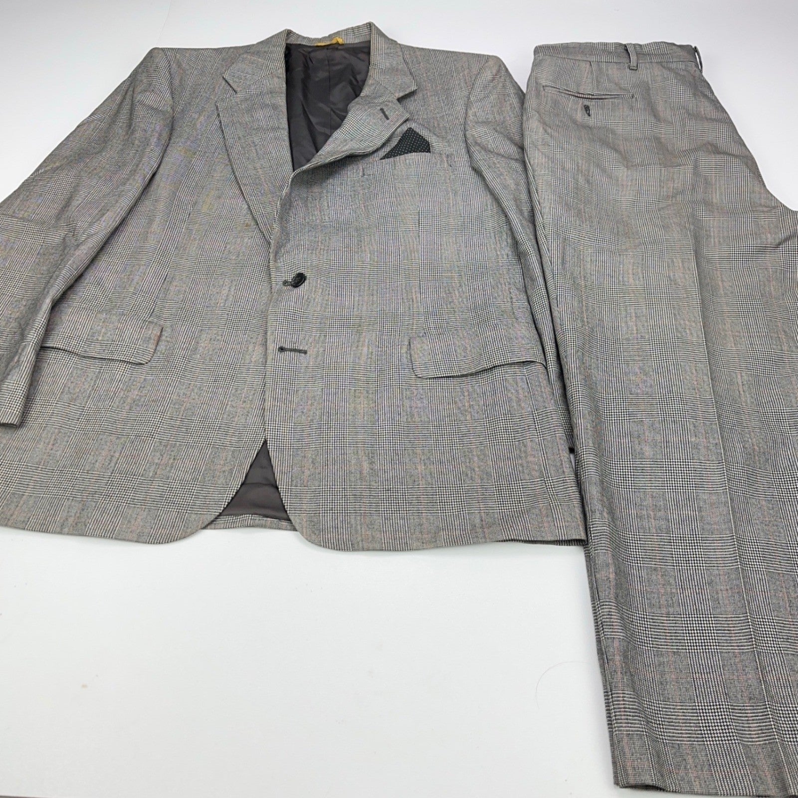 Sterling & Hunt Premier Edition Mens Grey Glen Plaid Worsted Wool Suit by Sterling & Hunt