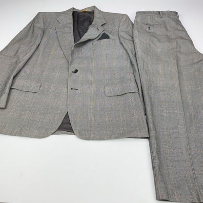Sterling & Hunt Premier Edition Mens Grey Glen Plaid Worsted Wool Suit by Sterling & Hunt