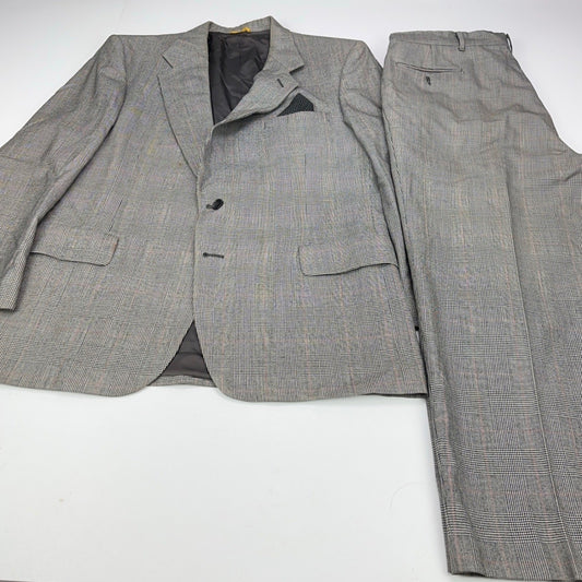 Sterling & Hunt Premier Edition Mens Grey Glen Plaid Worsted Wool Suit by Sterling & Hunt