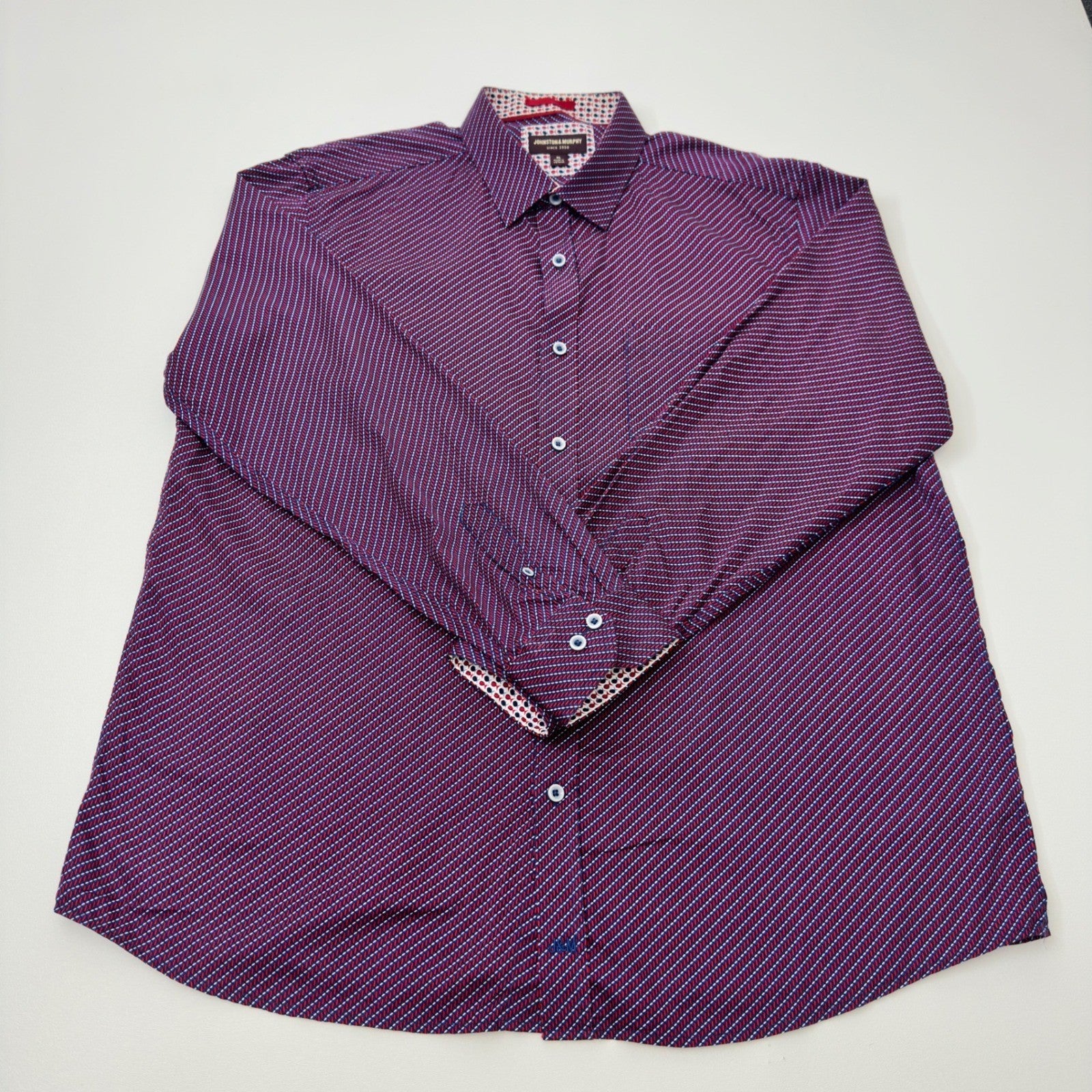 Johnston & Murphy Mens XL Purple Geometric Button Down Long Sleeve Dress Shirt by Johnston & Murphy