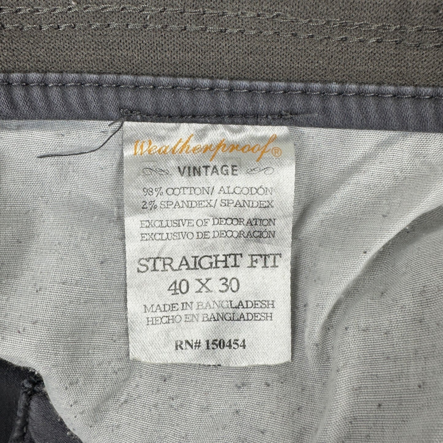 Weatherproof Vintage Mens Straight Fit Pants Gray 40x30 Cotton Stretch Chino by Weatherproof Vintage