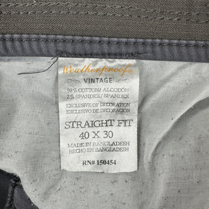 Weatherproof Vintage Mens Straight Fit Pants Gray 40x30 Cotton Stretch Chino by Weatherproof Vintage