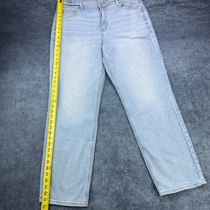 American Eagle Super High-Rise Straight Jeans Light Wash Blue Stretch Size 16 by American Eagle Outfitters