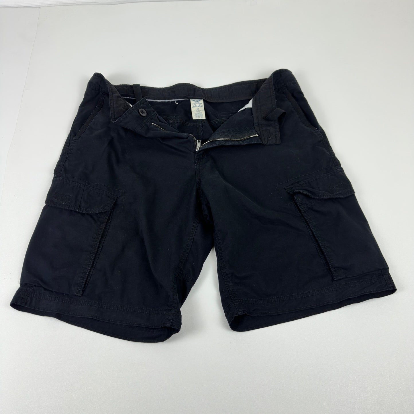 Faded Glory Mens Cargo Shorts Black Size 38 Cotton Drawstring Utility Pockets by Faded Glory