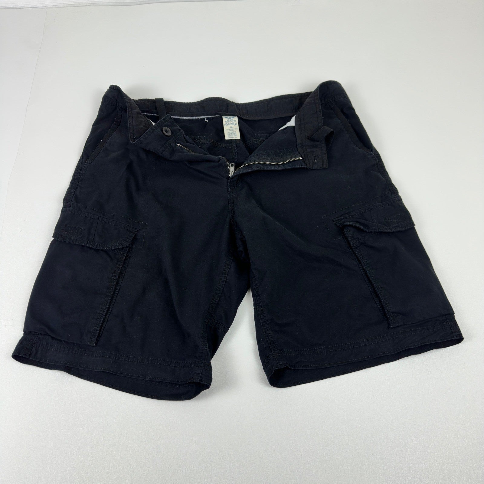 Faded Glory Mens Cargo Shorts Black Size 38 Cotton Drawstring Utility Pockets by Faded Glory