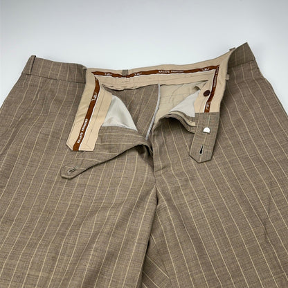 Rajas Fashions Mens Tan Pinstripe Cuffed Dress Pants Trousers 40x28 Bespoke by Raja's Fashions