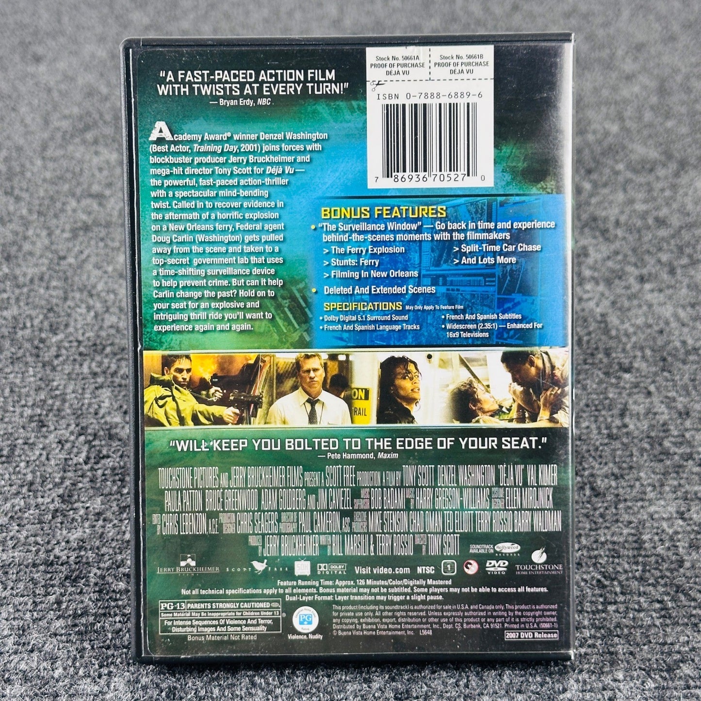 Deja Vu DVD Denzel Washington Tony Scott Sci-Fi Action Thriller 2007 Widescreen by Buysaavy