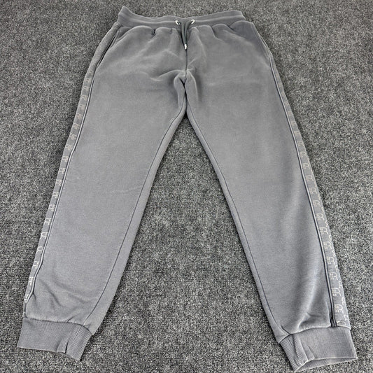 River Island Mens Logo Tape Joggers Charcoal Grey Fleece Sweatpants Large L by River Island