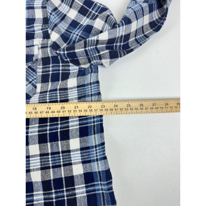 At Last & Co Blue White Plaid Cotton Button Down Shirt Mens 18/20 Flannel L/S by At Last & Co.
