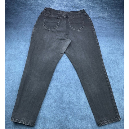 Lee Vintage 90s High Waisted Mom Jeans Faded Black Tapered Leg 18W Med USA Made by Lee