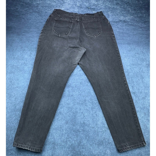 Lee Vintage 90s High Waisted Mom Jeans Faded Black Tapered Leg 18W Med USA Made by Lee