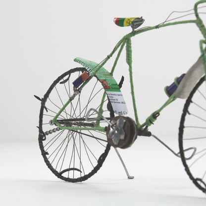 Handmade Recycled Wire Bicycle Sculpture Green Miniature Bike Folk Art Decor by Unbranded