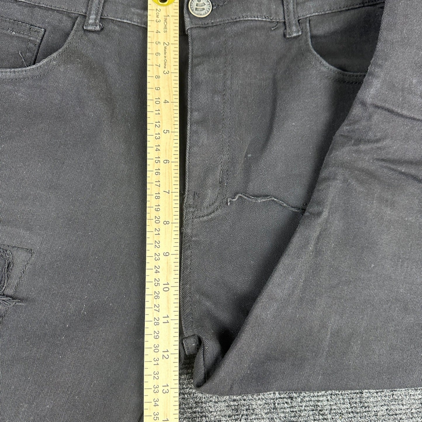 Waimea Mens Skinny Fit Jeans Black Faded Knee Zipper Denim Pants Size 36 by Waimea